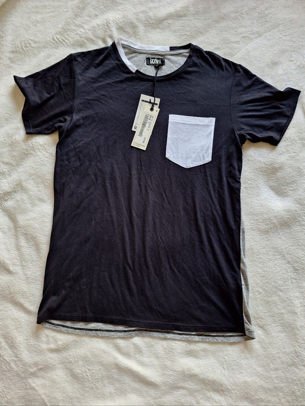 NWT izzue Cotton Rayon Colorblock Pocket Tee Size 5 Fits US Men's Small S Slim M